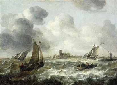 Abraham van Beijeren - Riviergezicht met Dordrecht in het verschiet - 1049 (OK) - Museum Boijmans Van Beuningen