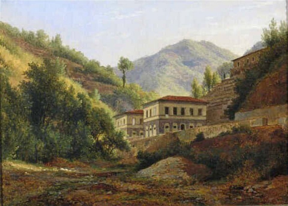 Abraham Teerlink - Gezicht op het Ospedale Demidoff in Bagni di Lucca - 3318 (OK) - Museum Boijmans Van Beuningen
