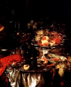 Abraham van Beijeren - Banquet Still-Life with a Mouse (detail) - WGA2142