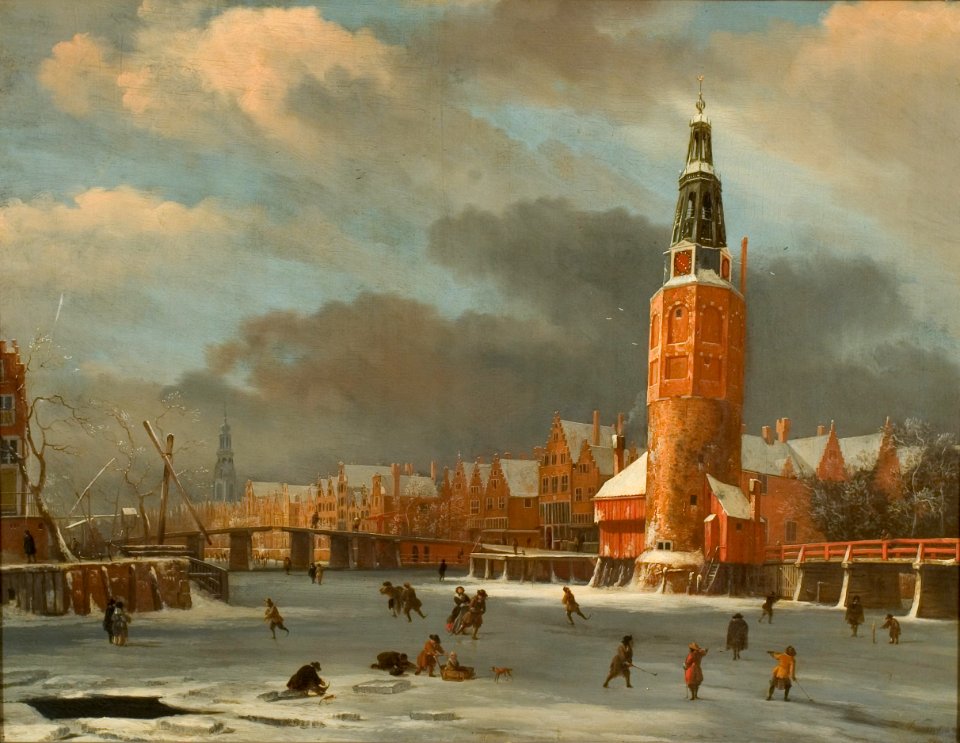 Abraham van Beerstraten - Wintergezicht bij de Montelbaanstoren te Amsterdam - 0083 - Rijksmuseum Twenthe