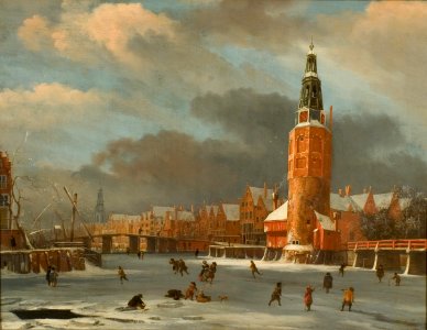 Abraham van Beerstraten - Wintergezicht bij de Montelbaanstoren te Amsterdam - 0083 - Rijksmuseum Twenthe