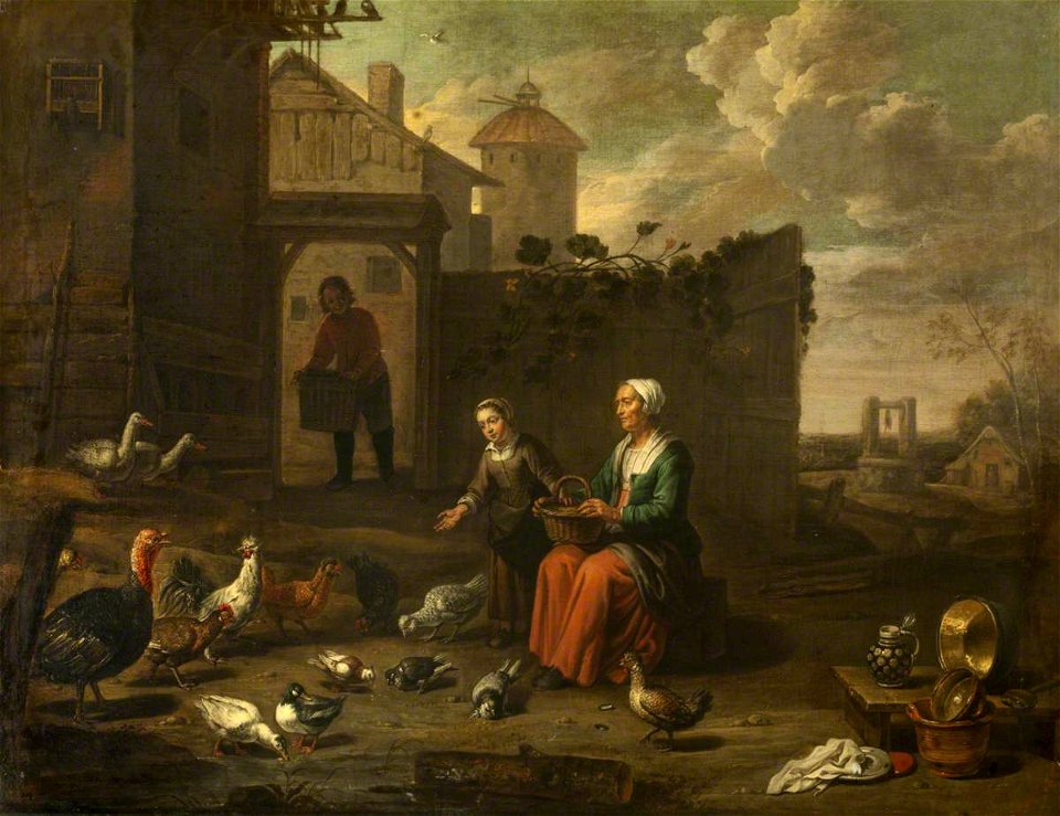 Abraham Willemsens (c.1610-1672) - A Woman and a Girl Tending Poultry - 1276863 - National Trust