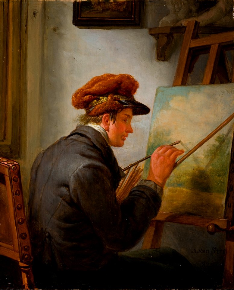 Abraham van Strij (I) - Abraham van Strij jr. (1790 - 1840) in zijn atelier - 2151 - Rijksmuseum Twenthe