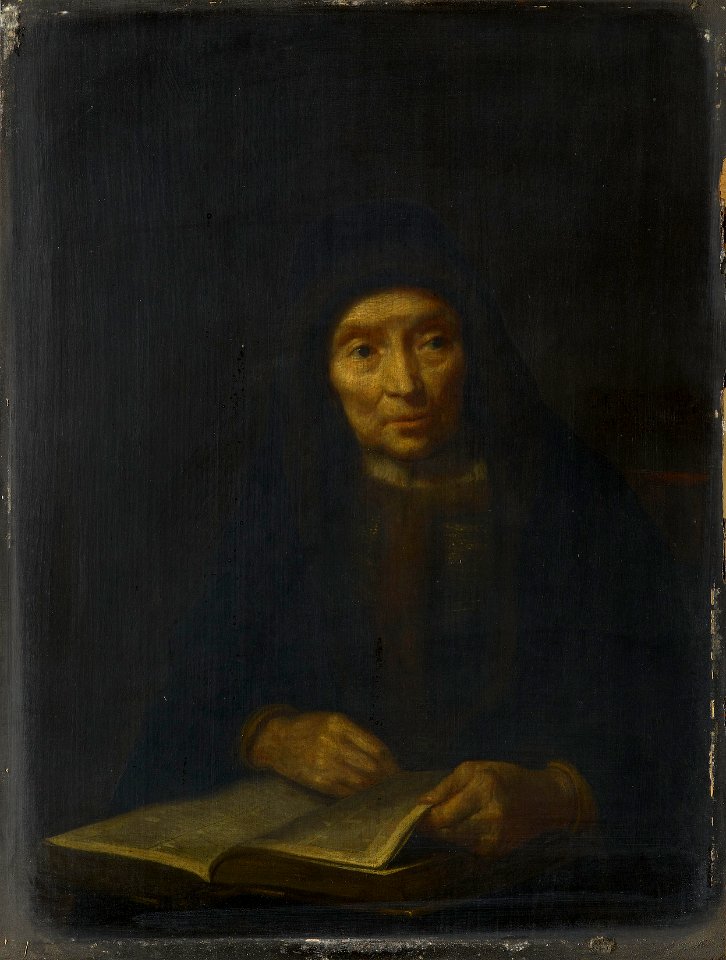 Abraham van Dyck (Amsterdam c. 1635-Amsterdam 1672) - An Old Woman with a Book Open before her - RCIN 406375 - Royal Collection