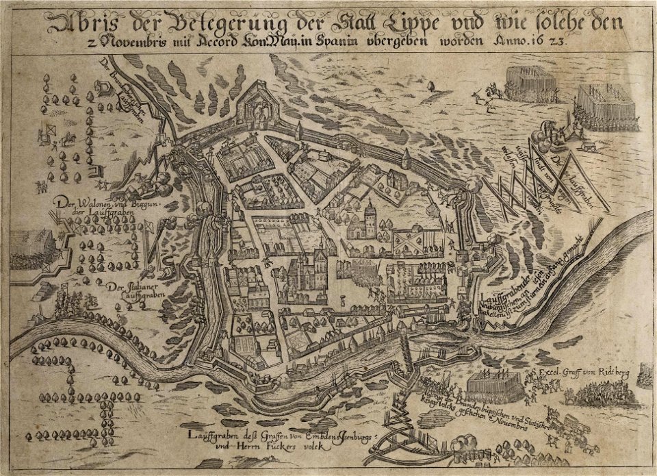 Abris der Belegerung der Statt Lippe 1623