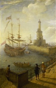Abraham Willaerts - A Spanish Three-Decker at Anchor off Naples