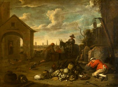 Abraham Willemsens (c.1610-1672) - A Sleeping Gardener with a Heap of Vegetables - 1276861 - National Trust