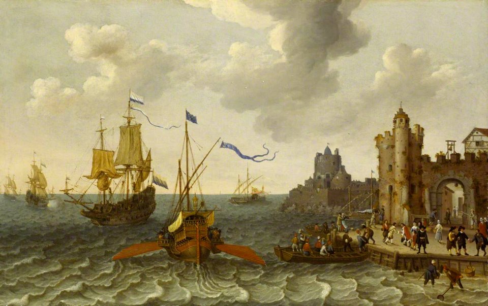 Abraham Willaerts (c.1603-1669) - A French Galley and Dutch Men-of-War off a Port - BHC0824 - Royal Museums Greenwich