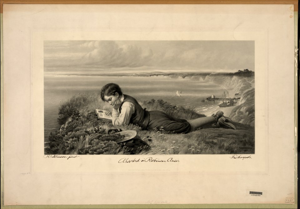 Absorbed in Robinson Crusoe - Robert Collinson 1871. LCCN2006677650