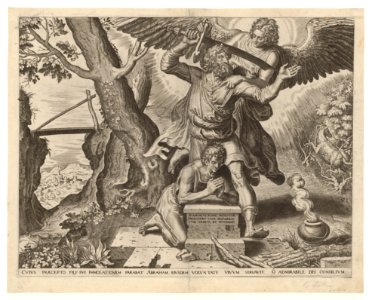 Abraham's Sacrifice 1560 print by Frans Floris I, S.I 1451, Prints Department, Royal Library of Belgium