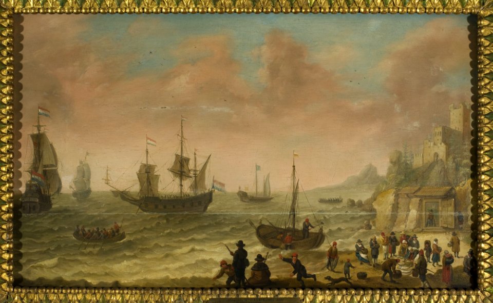 Abraham Willaerts - A Coastal Scene with Dutch Vessels and a Fish Market - NB 158 MNW - National Museum in Warsaw