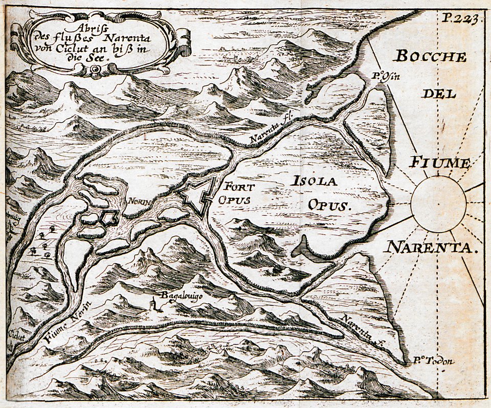 Abris des flusses Narenta von Ciclut an biss in die See - Sandrart Jacob Von - 1687