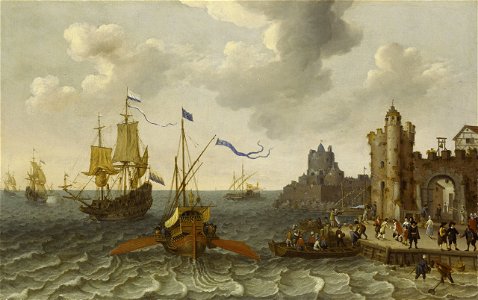 Abraham Willaerts, Galley and men of war. Free illustration for personal and commercial use.