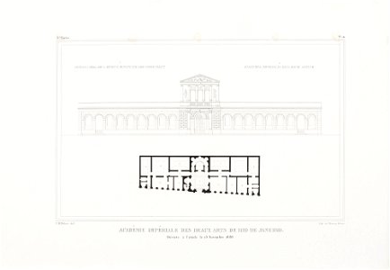 Académie Impériale des Beaux Arts - de Rio de Janeiro. Ouverte à l´étude le 15 Novembre 1826, da Coleção Brasiliana Iconográfica