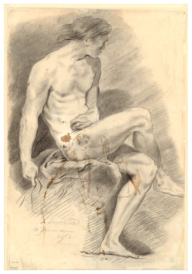 Academic study of a nude , drawing by James Ensor, Prints Department, Royal Library of Belgium, S. IV 31437