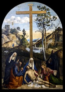 Accademia - Compianto sul Cristo morto con Giuseppe d'Arimatea, la Vergine e la Maddalena, tra s. Marta e Filippo Benizi di Giovanni Bellini