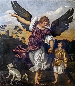 Accademia - Archangel Raphael and Tobit by Titian. Free illustration for personal and commercial use.