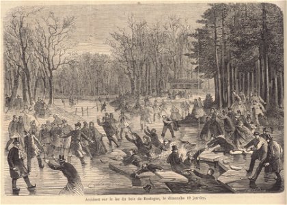 Accident du dimanche 19 janvier 1862 au bois de Boulogne - Le Monde illustré - 1er février 1862. Free illustration for personal and commercial use.