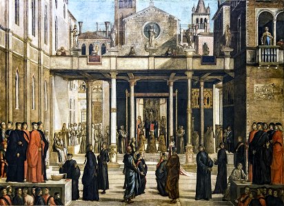 Accademia - Offerta della reliquia della Croce ai confratelli della Scuola di San Giovanni Evangelista di Lazzaro Bastiani