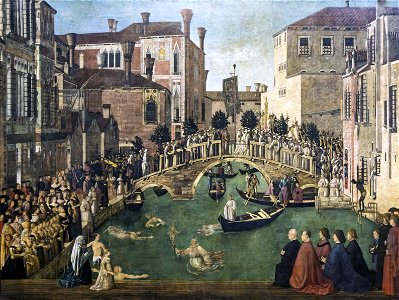 Accademia - Miracolo della reliquia della Croce al ponte di San Lorenzo - Gentile Bellini - cat.568
