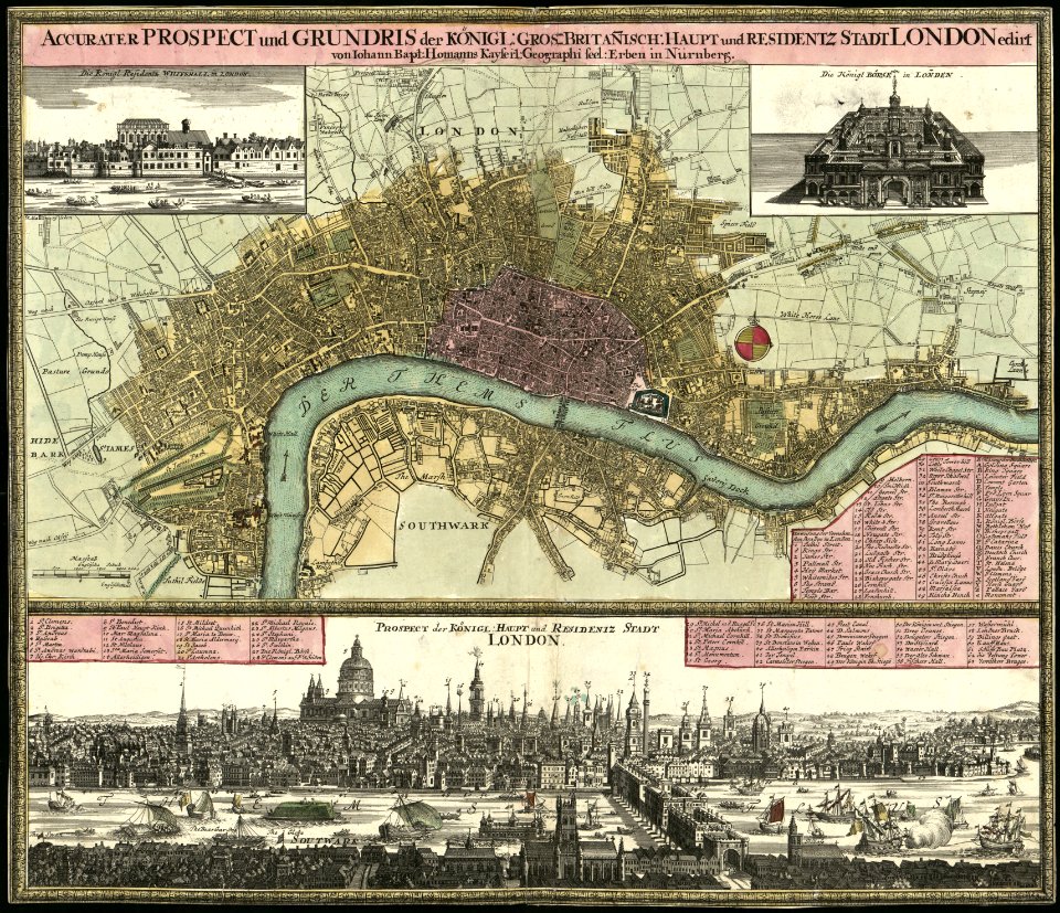 Accurater Prospect und Grundris der Königl. Gros-Britan̄isch. Haupt- und Residentz-Stadt London LOC 2011590010