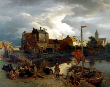 Andreas Achenbach - Im Hafen von Ostende (1866)