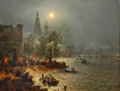 Achenbach, Nachtgezicht Amsterdam, 