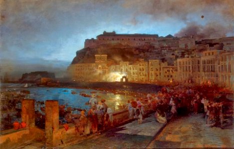 Oswald Achenbach - Santa Lucia di notte. Free illustration for personal and commercial use.