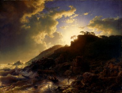 Andreas Achenbach - Sonnenuntergang nach einem Sturm an der Küste von Sizilien
