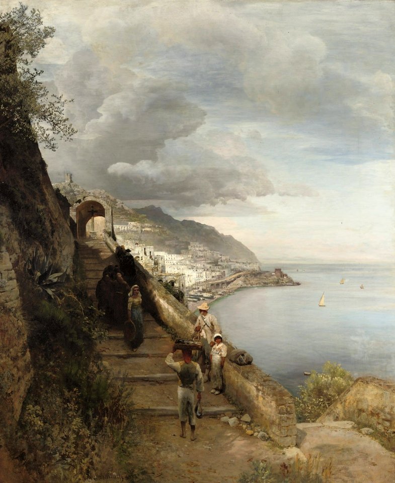 Oswald Achenbach - Der Eingang eines Klosters am Golf von Sorrent