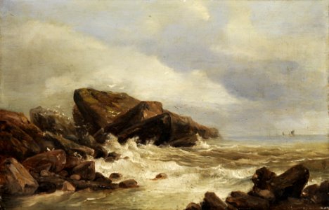 Andreas Achenbach - Felsenküste in der Brandung