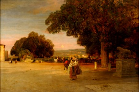 Oswald Achenbach Reges Treiben im Park