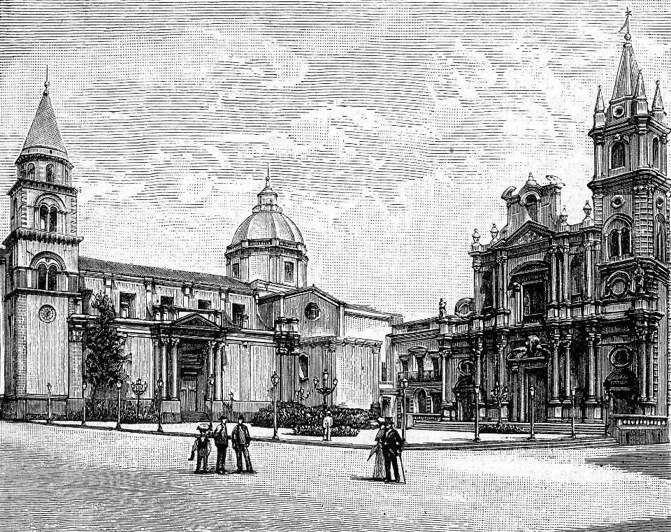 Acireale – Duomo e San Pietro (xilografia)