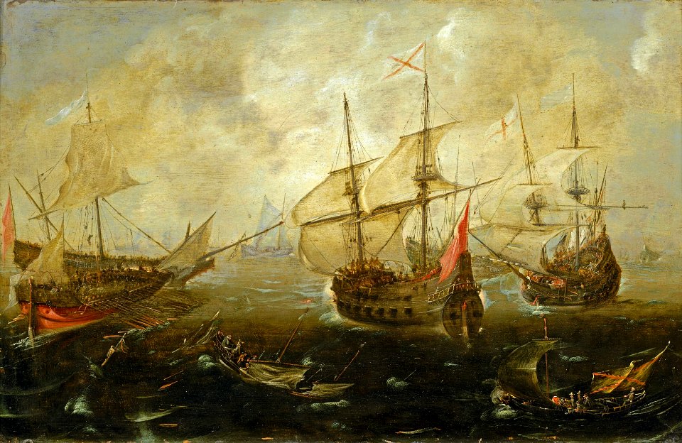 Action between English and Spanish ships RMG BHC0744