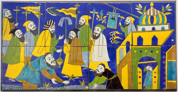 AD 15118 Louvre Lens-Panneau de revêtement mural, procession de la communauté armeniénne à Ispahan