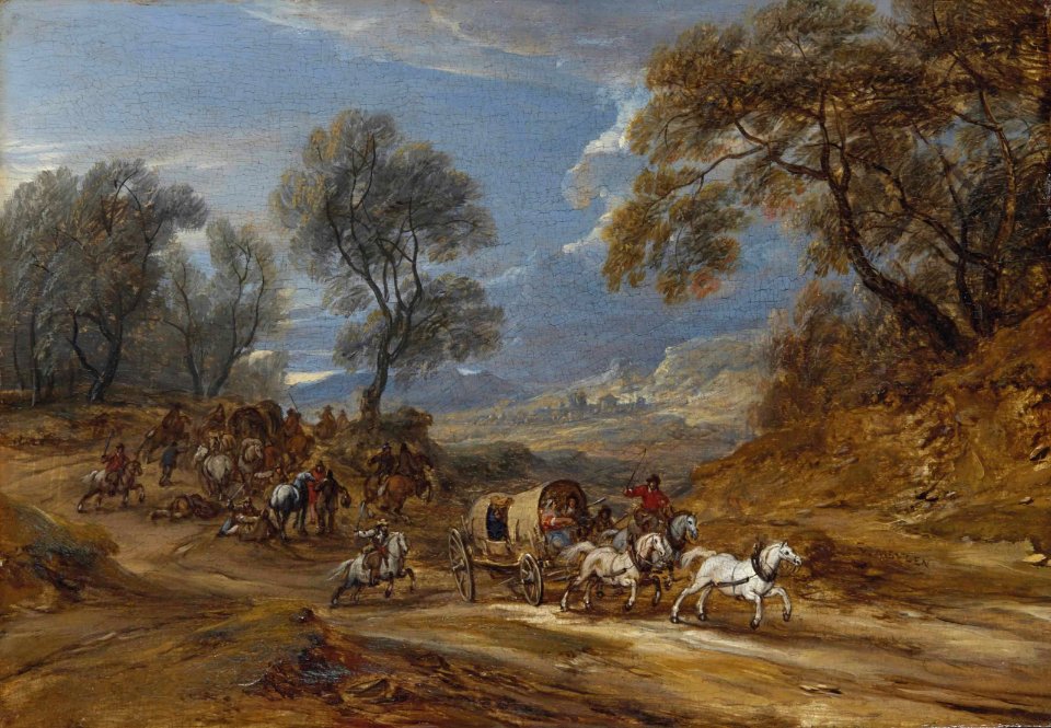Adam Frans van der Meulen - A convoy attacked by brigands