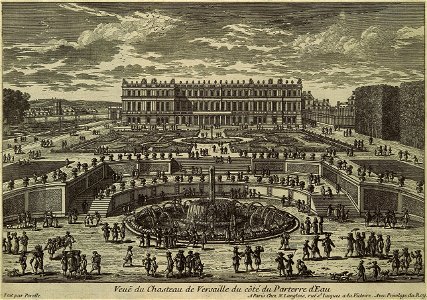 Adam Perelle, View of Versailles, garden facade, 1680s. Free illustration for personal and commercial use.