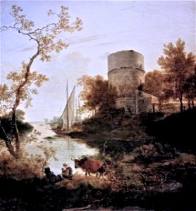 Adam Pynacker - Landscape with a Tower. Free illustration for personal and commercial use.