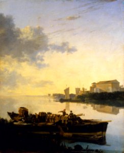 Adam Pijnacker - Barges on a River - WGA18536. Free illustration for personal and commercial use.