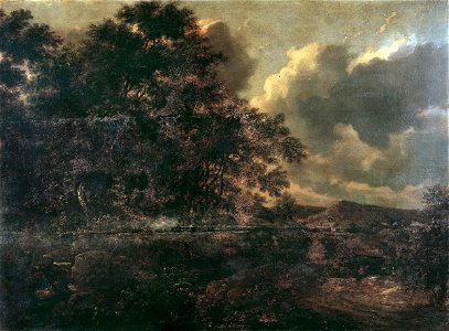 Adam Pynacker (c.1620-1622-1673) (circle of) - Wooded Landscape - A73 - Holburne Museum. Free illustration for personal and commercial use.