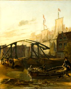 Adam Pijnacker - View of a Harbour in Schiedam - LACMA M.2009.106.11. Free illustration for personal and commercial use.
