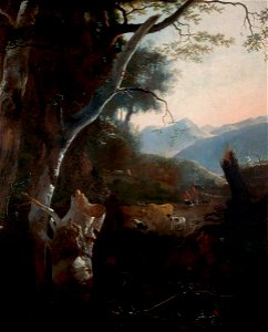 Adam Pynacker (c.1620-1622-1673) - Mountainous Landscape with Peasants, Cows and Goats - NCM 1904-96 - Nottingham Castle Museum and Art Gallery. Free illustration for personal and commercial use.