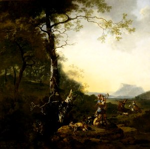 Adam Pynacker - Landscape with Huntsmen NTII ATT 608996