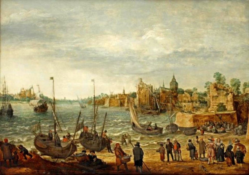 Adam Willaerts - Riviergezicht met de Utrechtse Buurkerk vanaf het water - 10249 - Cultural Heritage Agency of the Netherlands Art Collection