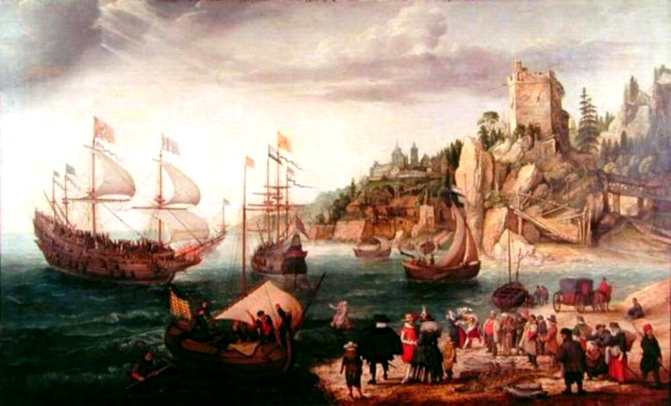 Adam Willaerts - Frederik V van de Palts, koning van Bohemen, in een fantasielandschap met de burcht van Praag - NK2368 - Nederlands Scheepvaartmuseum