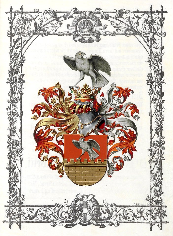 Adelsdiplom - Prawdik von Mährau 1897 - Wappen