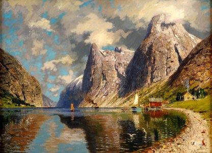 Adelsteen Normann Sommer im Fjord. Free illustration for personal and commercial use.