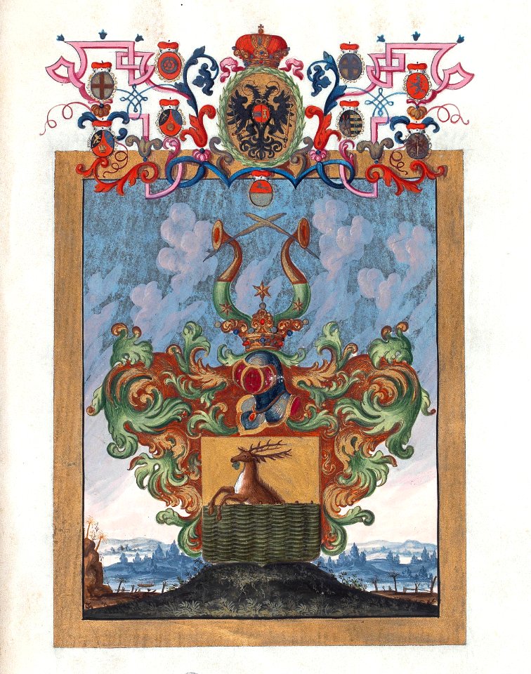 Adelsdiplom - Franck von Franckenbusch 1719 - Wappen
