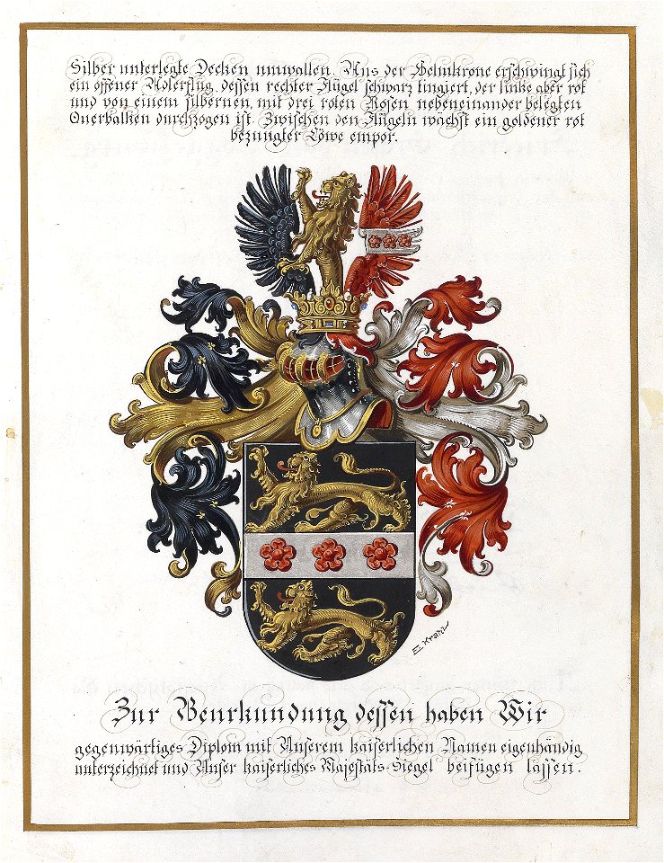 Adelsdiplom - Metz-Kaler zu Lanzenheim 1918 - Wappen