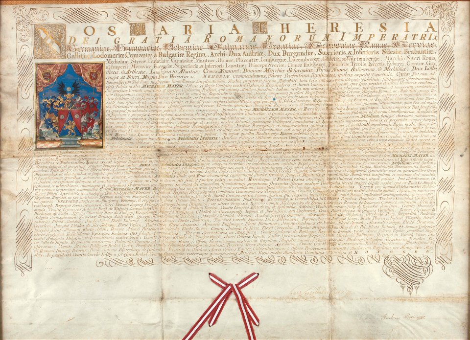 Adelsdiplom Michael Mayer 1754
